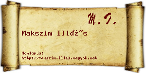 Makszim Illés névjegykártya